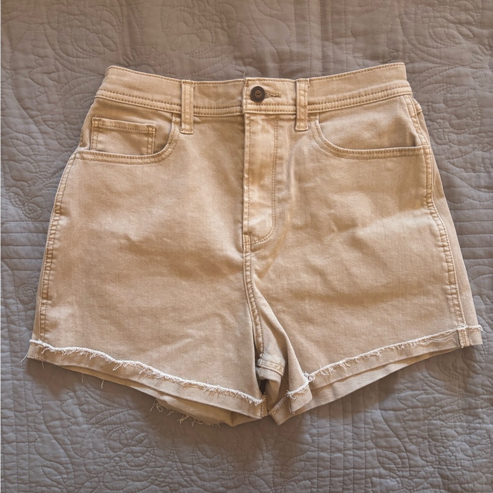 Hollister LIKE NEW High-Waisted Beige Denim Shorts, Size 5(27")